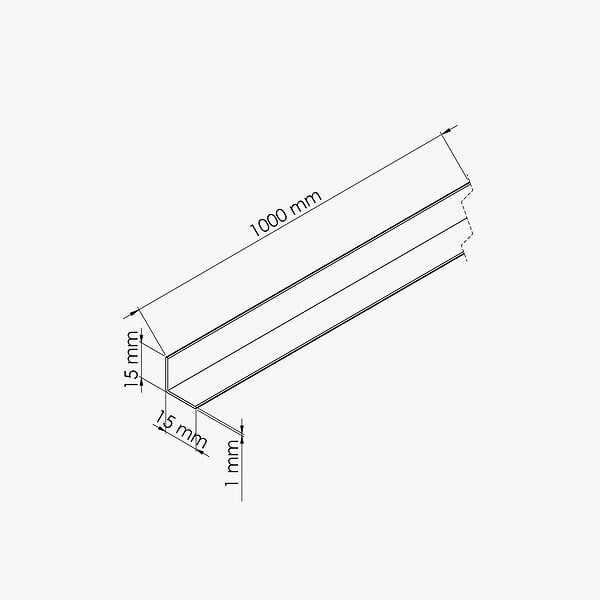 TECNOPROFILS - Cornière PVC - Longueur 1 m - Blanc - 1.5 x 1.5 cm - large