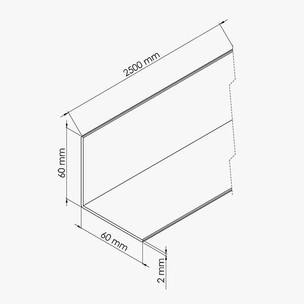 TECNOPROFILS - Cornière PVC 60 x 60 mm - Longueur 2.50 m - Blanc - Lot de 5 - large