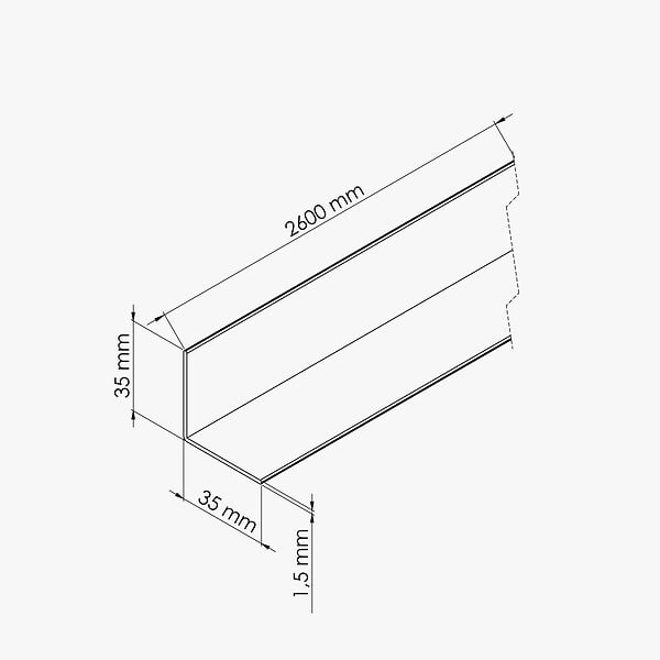 TECNOPROFILS - Cornière PVC - Longueur 2.60 m - Blanc - Lot de 5 - 3.5 x 3.5 cm - large