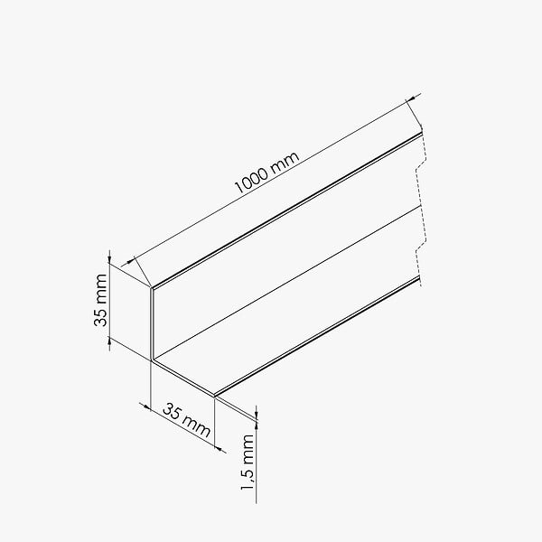 TECNOPROFILS - Cornière PVC - Longueur 1 m - Blanc - 3.5 x 3.5 cm - large