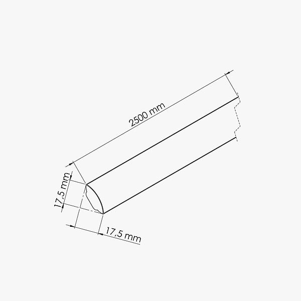 TECNOPROFILS - Quart de Rond PVC Cellulaire - Longueur 2.50 m - Lot de 5 - Gris - large