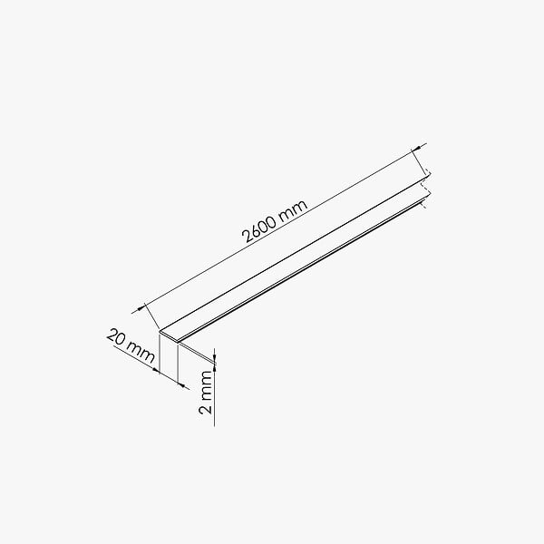 TECNOPROFILS - Profil Plat PVC 20 mm - Longueur 2.60 m - Lot de 5 - large