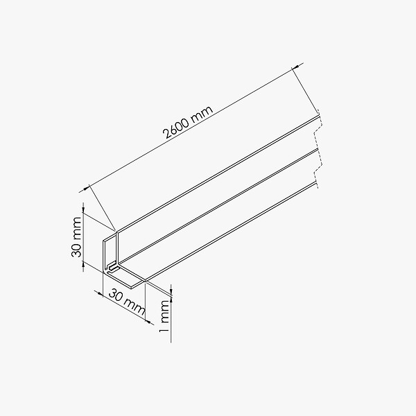 TECNOPROFILS - Profil d'Angle PVC Alimentaire 8 mm - Longueur 2.60 m - Blanc - large