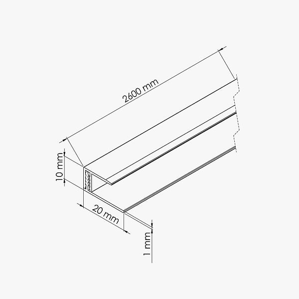 TECNOPROFILS - Profil d'Arrêt PVC Clipsable 8 mm - Longueur 2.60 m - Blanc - large