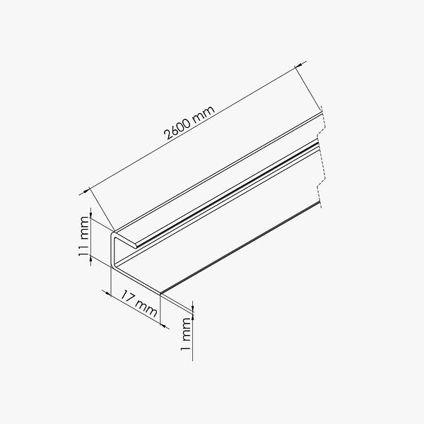 TECNOPROFILS - Profil d'Arrêt PVC Alimentaire 8 mm - Longueur 2.60 m - Blanc - large
