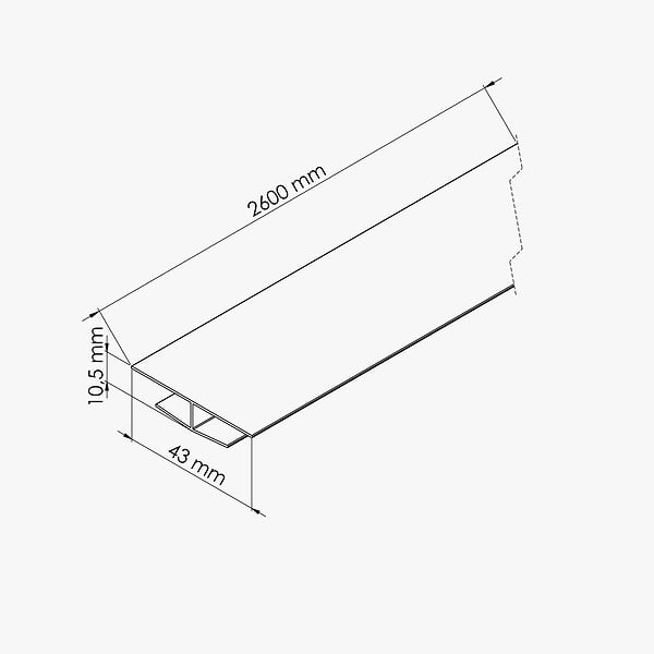 TECNOPROFILS - Profil de Jonction PVC Alimentaire 8 mm - Longueur 2.60 m - Blanc - large