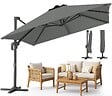 VOUNOT - Parasol deporte inclinable Premium carre avec housse protection 3x3m Gris - vignette