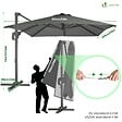VOUNOT - Parasol deporte inclinable Premium carre avec housse protection 3x3m Gris - vignette