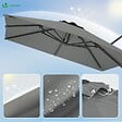 VOUNOT - Parasol deporte inclinable Premium carre avec housse protection 3x3m Gris - vignette