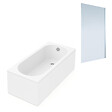 VILLEROY ET BOCH - Baignoire droite  Oberon quaryl 180 x 80 cm  + Pare bain droite AURYS Mist 1 chromé - vignette