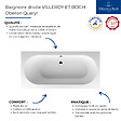 VILLEROY ET BOCH - Baignoire droite  Oberon quaryl 190 x 90 cm  + Pare bain gauche AURYS Mist 1 chromé - vignette