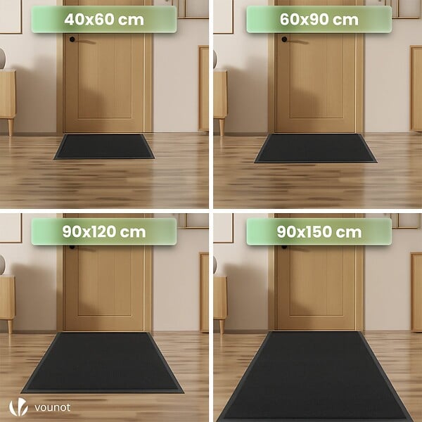 VOUNOT - Tapis de porte paillasson 60x90cm Noir - large