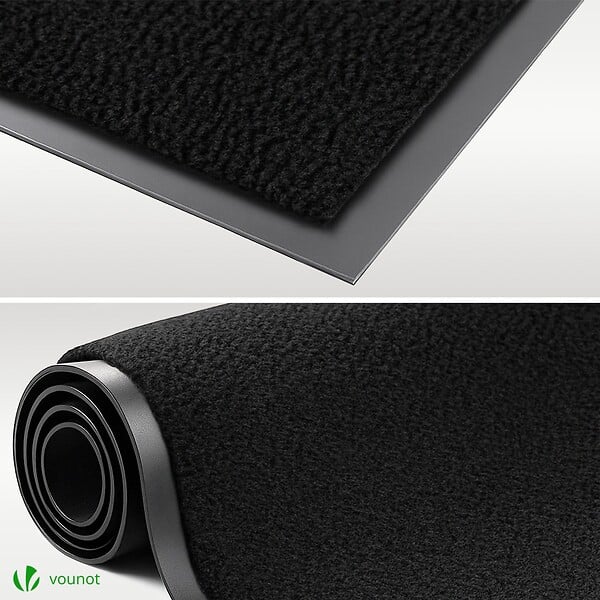 VOUNOT - Tapis de porte paillasson 60x90cm Noir - large