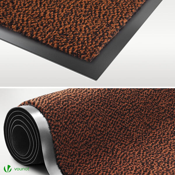VOUNOT - Lot de 2 Tapis de porte paillasson 60x90cm Marron-Noir - large