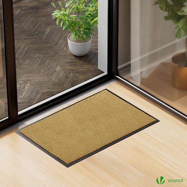 VOUNOT - Lot de 2 Tapis de porte paillasson 60x90cm Beige - large