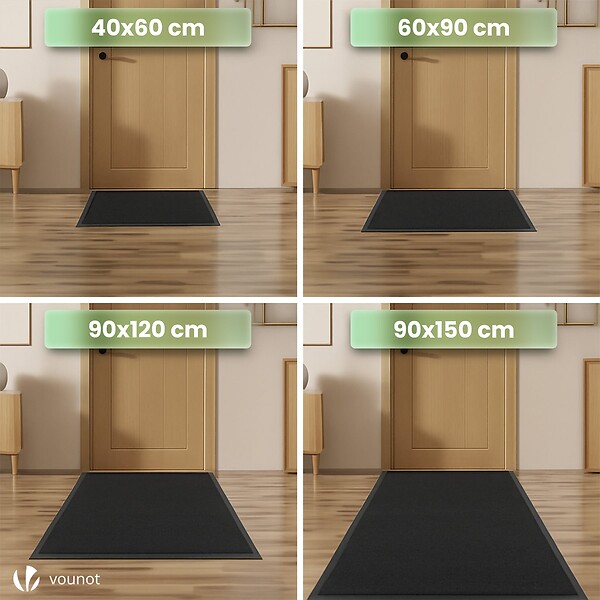 VOUNOT - Tapis de porte paillasson 90x150cm Noir - large