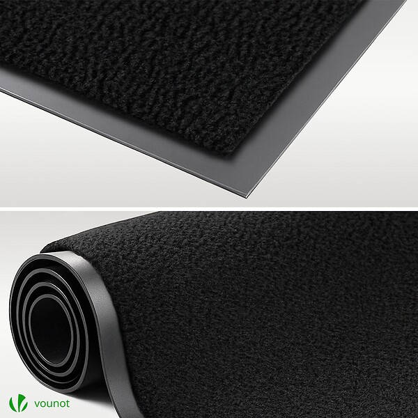 VOUNOT - Tapis de porte paillasson 90x150cm Noir - large