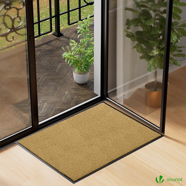 VOUNOT - Tapis de porte paillasson 90x120cm Beige - large