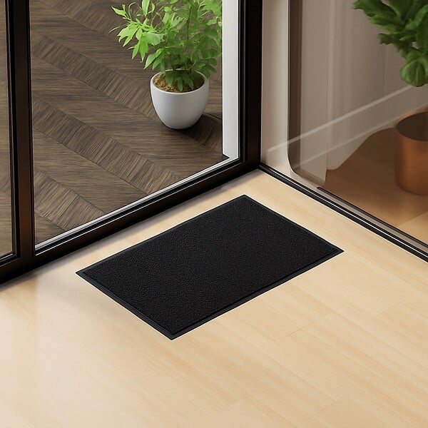VOUNOT - Tapis de porte paillasson 40x60cm Noir - large
