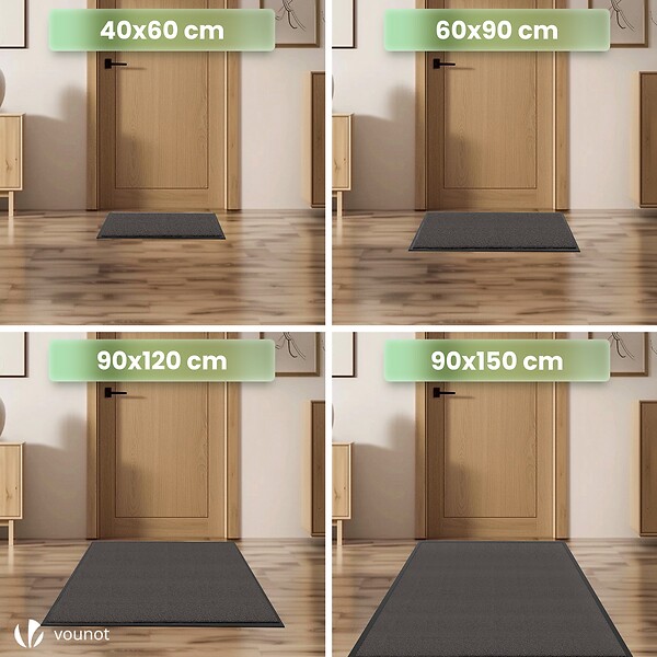 VOUNOT - Tapis de porte paillasson 90x150cm Anthracite - large