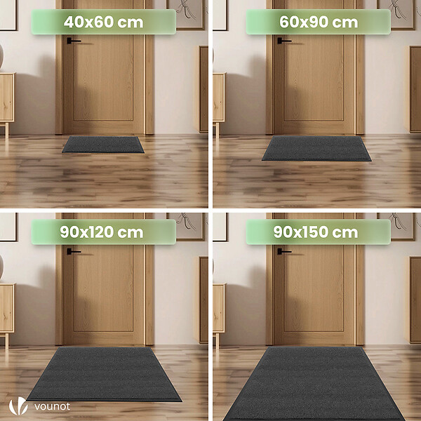VOUNOT - Lot de 2 Tapis de porte paillasson 60x90cm Gris-Noir - large
