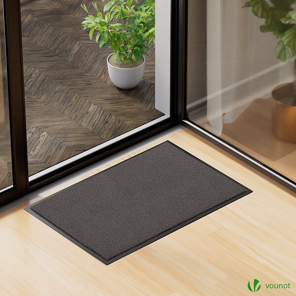 VOUNOT - Lot de 2 Tapis de porte paillasson 60x90cm Anthracite - large