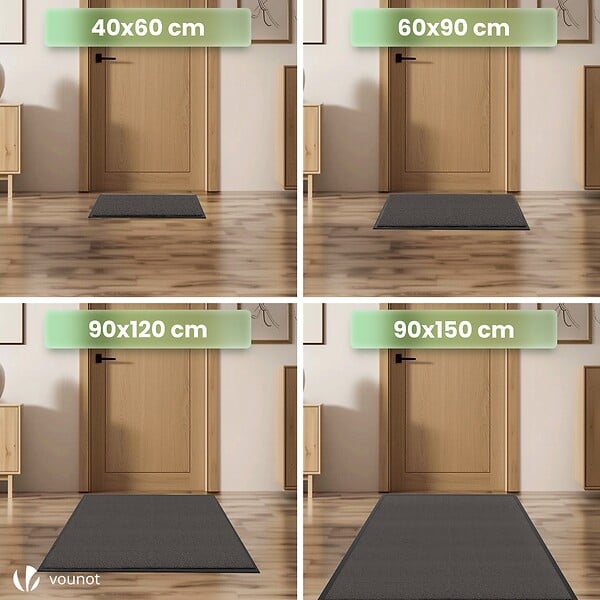 VOUNOT - Lot de 2 Tapis de porte paillasson 60x90cm Anthracite - large