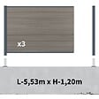 DECKLINEA - Kit clôture composite sur muret poteau sur platines - CRUZ Argent H-1,2m - vignette