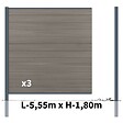 DECKLINEA - Kit clôture composite poteau à sceller - CRUZ Argent H-1,8m - vignette