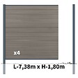 DECKLINEA - Kit clôture composite poteau à sceller - CRUZ Argent H-1,8m - vignette