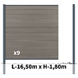 DECKLINEA - Kit clôture composite poteau à sceller - CRUZ Argent H-1,8m - vignette
