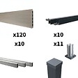 DECKLINEA - Kit clôture composite poteau sur platines - CRUZ Argent H-1,8m - vignette