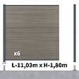 DECKLINEA - Kit clôture composite poteau sur platines - CRUZ Argent H-1,8m - vignette