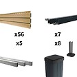 DECKLINEA - Kit clôture composite sur muret poteau sur platines - SANTOS Cèdre H-1,2m - vignette