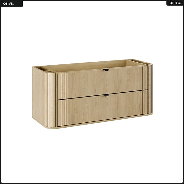OTITEC - Ensemble de meubles sous vasque - 120 cm - avec Plan - Vasque - OLIVE - Chêne - large