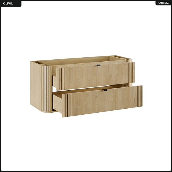 OTITEC - Meuble sous vasque - H.52 x L.120 x P.45 - OLIVE - Chêne - large