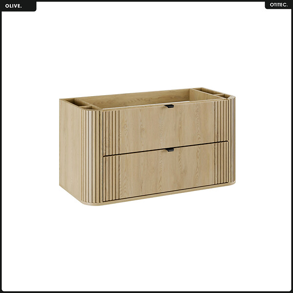 OTITEC - Ensemble de meubles sous vasque - 100 cm - avec Plan - OLIVE - Chêne - large