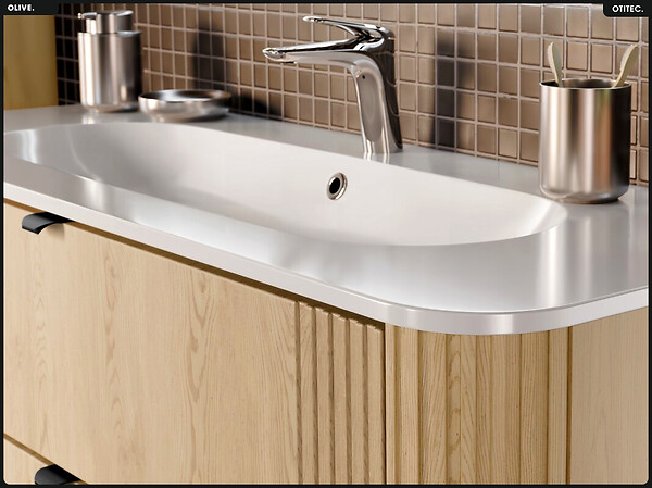 OTITEC - Ensemble de meubles sous vasque - 120 cm - avec Vasque - Colonne - OLIVE - Chêne - large
