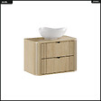 OTITEC - Ensemble de meubles sous vasque - 80 cm - avec Plan - Vasque - OLIVE - Chêne - vignette