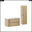 OTITEC - Ensemble de meubles sous vasque - 100 cm - avec Vasque - Colonne - OLIVE - Chêne - vignette