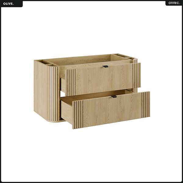 OTITEC - Meuble sous vasque - H.52 x L.100 x P.45 - OLIVE - Chêne - large