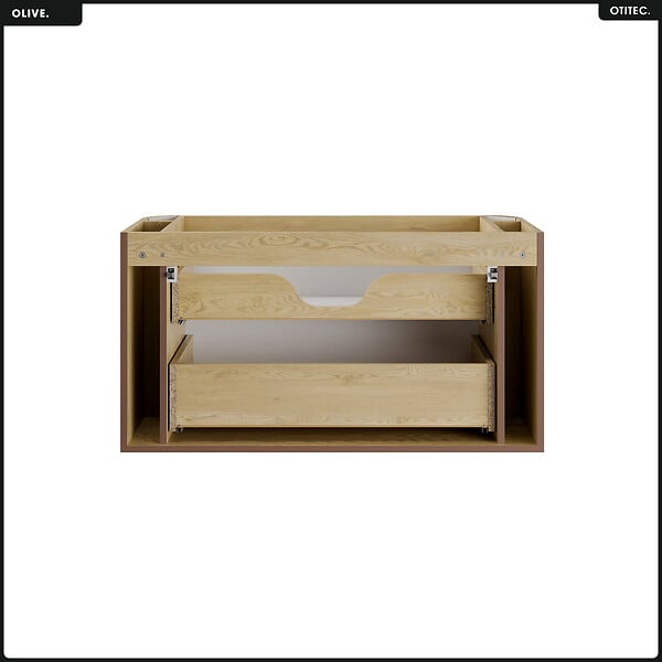 OTITEC - Meuble sous vasque - H.52 x L.100 x P.45 - OLIVE - Chêne - large