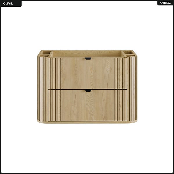 OTITEC - Meuble sous vasque - H.52 x L.80 x P.45 - OLIVE - Chêne - large
