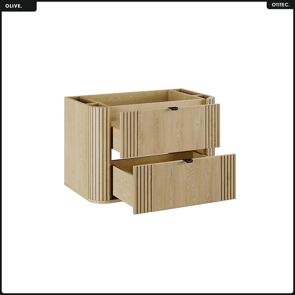 OTITEC - Meuble sous vasque - H.52 x L.80 x P.45 - OLIVE - Chêne - large
