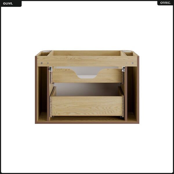 OTITEC - Meuble sous vasque - H.52 x L.80 x P.45 - OLIVE - Chêne - large
