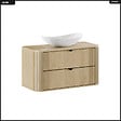 OTITEC - Ensemble de meubles sous vasque - 100 cm - avec Plan - Vasque - OLIVE - Chêne - vignette