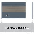 DECKLINEA - Kit clôture aluminium sur muret poteau sur platines - BAHIA & CRUZ Argent H-1,2m - vignette