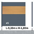 DECKLINEA - Kit clôture aluminium poteau sur platines - BAHIA & CRUZ Cèdre H-1,8m - vignette