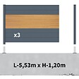 DECKLINEA - Kit clôture aluminium sur muret poteau sur platines - BAHIA & CRUZ Cèdre H-1,2m - vignette