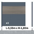 DECKLINEA - Kit clôture aluminium poteau sur platines - BAHIA & CRUZ Argent H-1,8m - vignette
